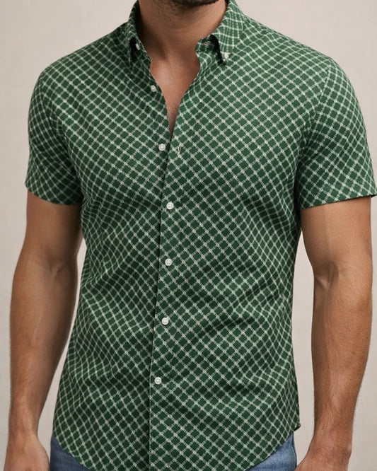 Men's Shirt Short Sleeve Print Design Casual Print White Black Red Lattice Turndown Tops Beach / Summer / Summer | JRSEE:69918e7c-f23a-4258-b81c-7ed6bfb8dceb
