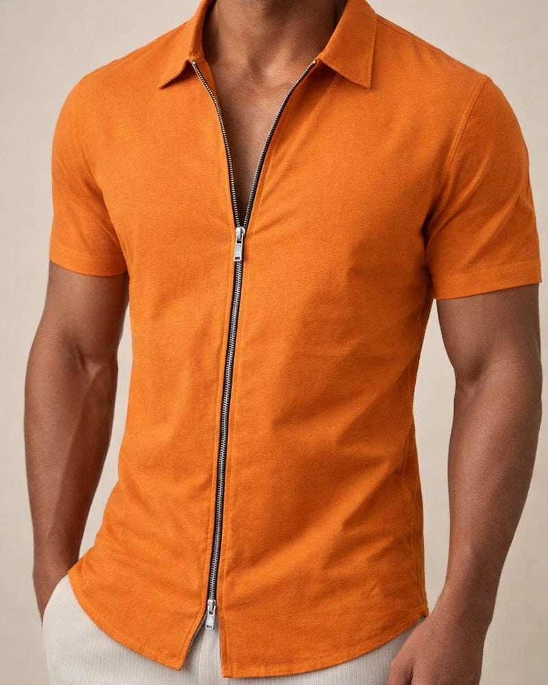 Men's Shirt Summer Shirt Black White Yellow Blue Khaki Short Sleeve Holiday Vintage Turndown Casual Daily Zipper Clothing Apparel Fashion Simple Casual Classic | JRSEE:f8e70dee-c681-4284-a7c1-6133ae33b7db