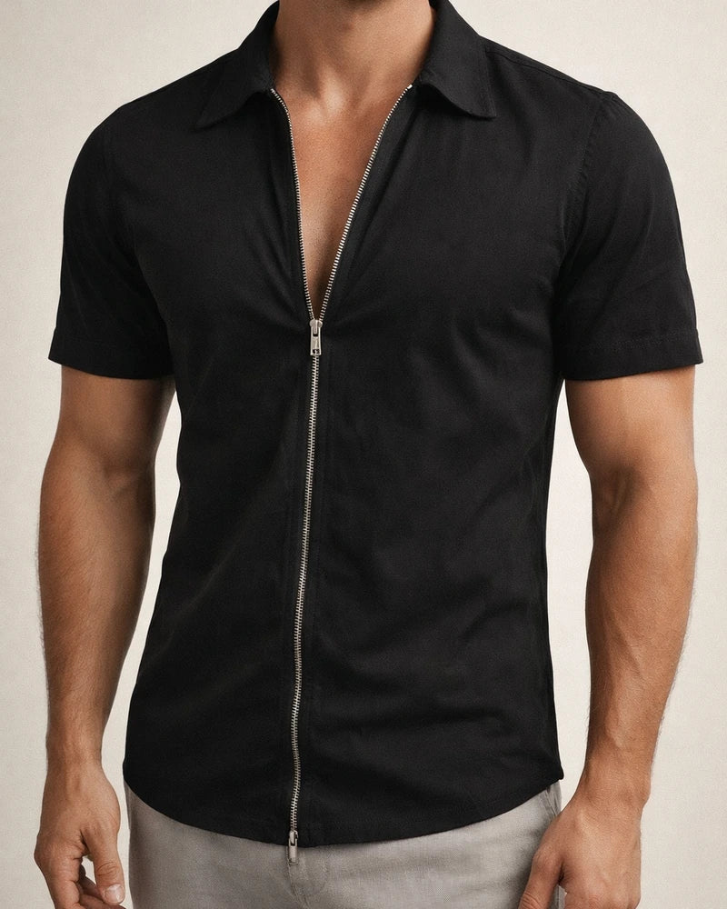 Men's Shirt Summer Shirt Black White Yellow Blue Khaki Short Sleeve Holiday Vintage Turndown Casual Daily Zipper Clothing Apparel Fashion Simple Casual Classic | JRSEE:95310548-2633-4383-a94f-ff834318549c