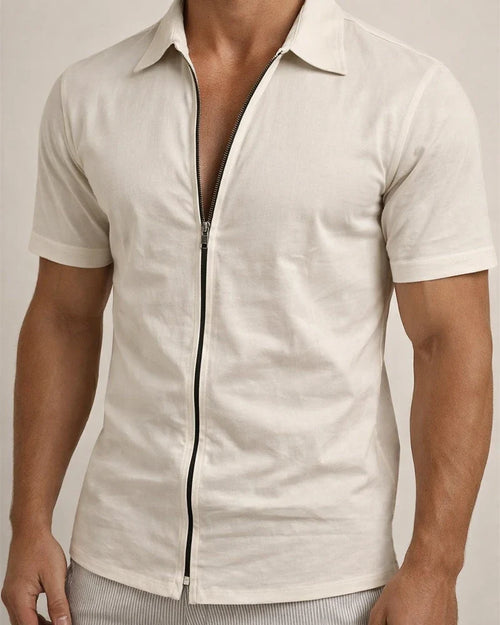 Men's Shirt Summer Shirt Black White Yellow Blue Khaki Short Sleeve Holiday Vintage Turndown Casual Daily Zipper Clothing Apparel Fashion Simple Casual Classic | JRSEE:0dc52cd1-4ea0-4d26-88d8-0b931489bf64
