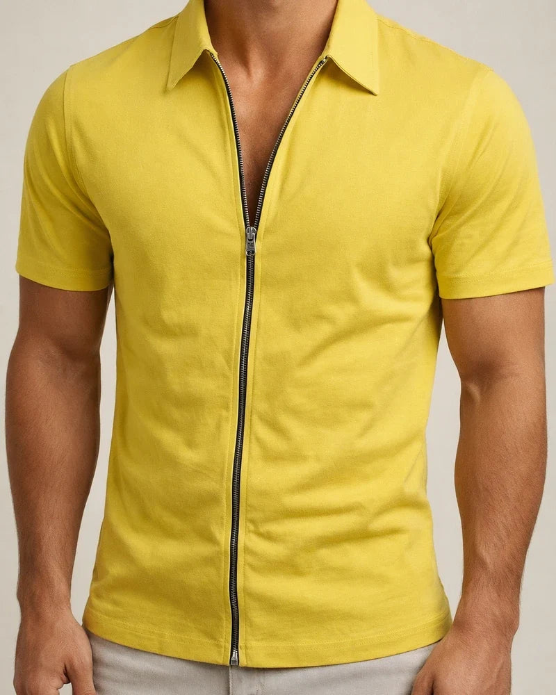Men's Shirt Summer Shirt Black White Yellow Blue Khaki Short Sleeve Holiday Vintage Turndown Casual Daily Zipper Clothing Apparel Fashion Simple Casual Classic | JRSEE:bb8d8c1a-f8d9-432a-acc8-438c84cf45b0