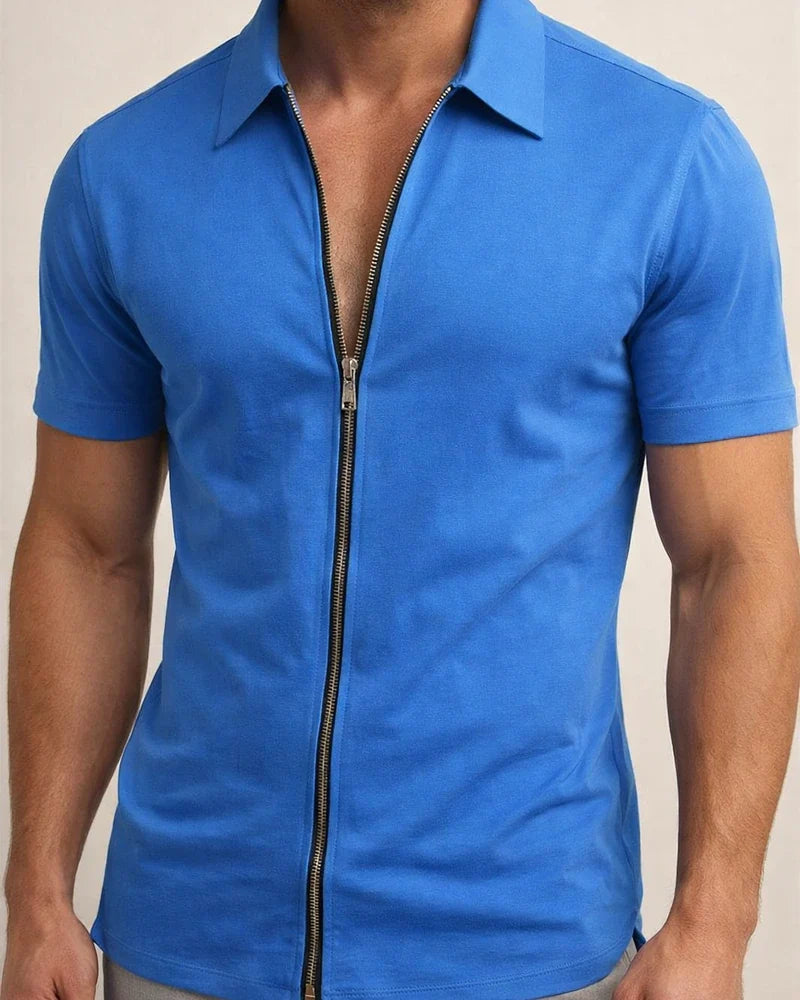 Men's Shirt Summer Shirt Black White Yellow Blue Khaki Short Sleeve Holiday Vintage Turndown Casual Daily Zipper Clothing Apparel Fashion Simple Casual Classic | JRSEE:6c0858df-a3fd-469d-86c7-ead53fd7faaf