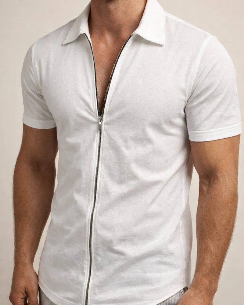 Men's Shirt Summer Shirt Black White Yellow Blue Khaki Short Sleeve Holiday Vintage Turndown Casual Daily Zipper Clothing Apparel Fashion Simple Casual Classic | JRSEE:d20dc006-1112-408f-acb5-b6baa5275865