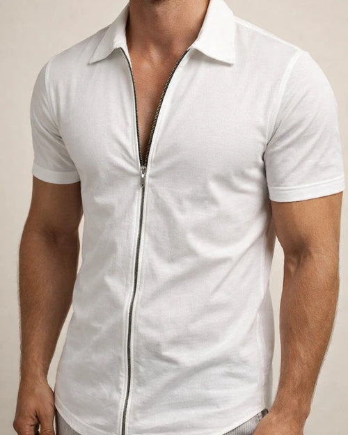 Men's Shirt Summer Shirt Black White Yellow Blue Khaki Short Sleeve Holiday Vintage Turndown Casual Daily Zipper Clothing Apparel Fashion Simple Casual Classic | JRSEE:d20dc006-1112-408f-acb5-b6baa5275865