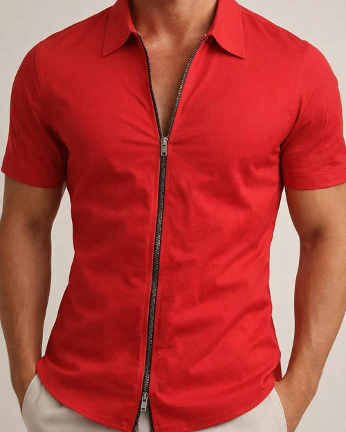 Men's Shirt Summer Shirt Black White Yellow Blue Khaki Short Sleeve Holiday Vintage Turndown Casual Daily Zipper Clothing Apparel Fashion Simple Casual Classic | JRSEE:6d84e6a1-cf9c-4e90-8c93-4a37e9a5adb4
