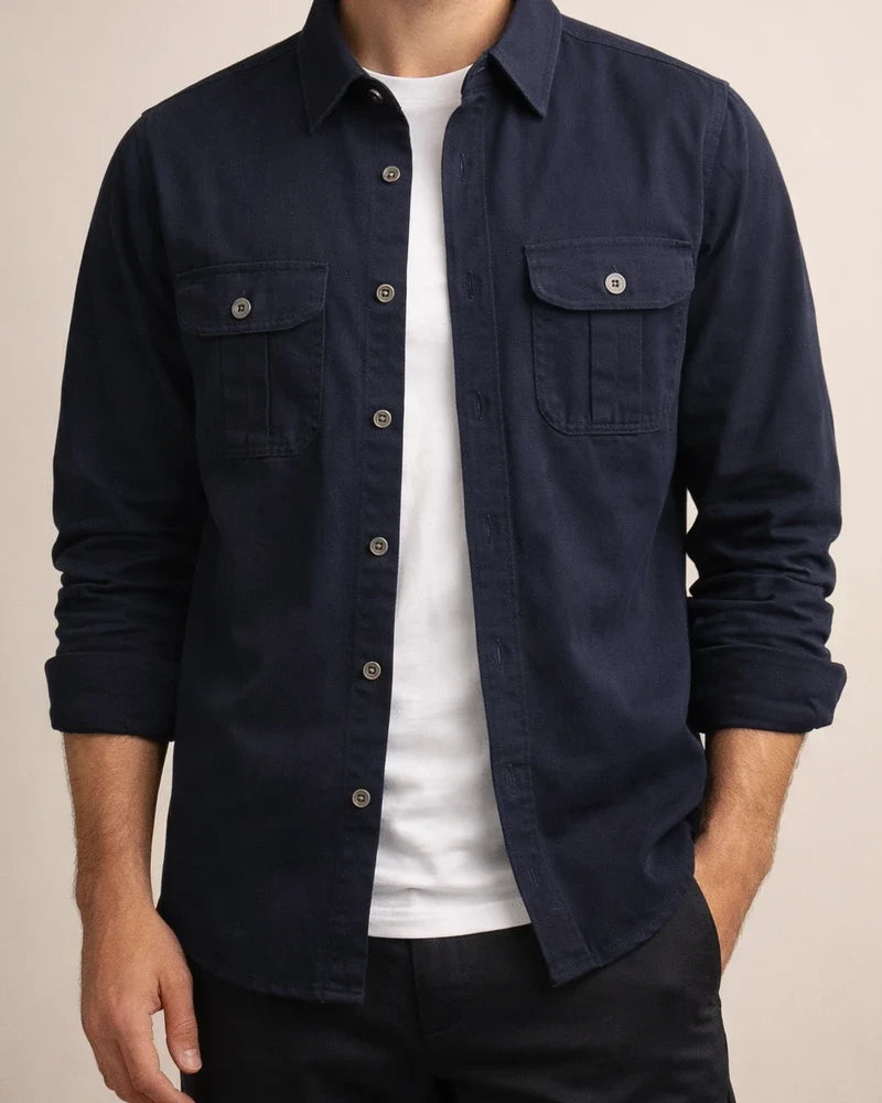 Men's Shirt Work Shirt Button Up Shirt Summer Shirt Cargo Shirt Army Green Blue Khaki Long Sleeve Plain Turndown Casual Daily Clothing Apparel Cotton Simple | JRSEE:b98fccfc-4643-442e-a387-dc3ce38e39ae