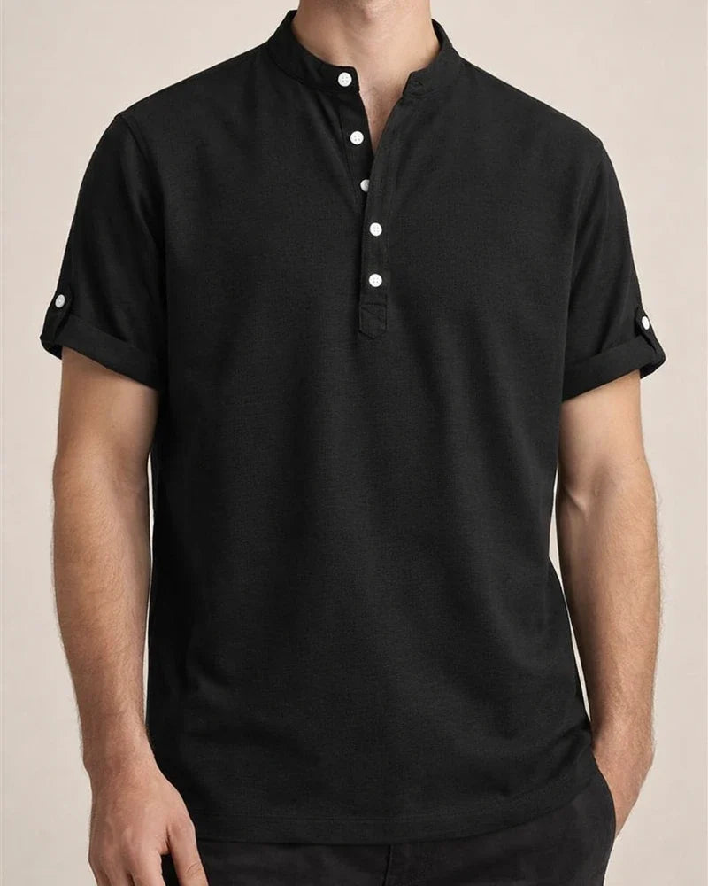 Men's Shirts Four Seasons New Men's Solid Color Collar Short-sleeved Shirt Male Slim Shirt | JRSEE:5911050c-ad87-42b7-96a8-1c150ceacb07