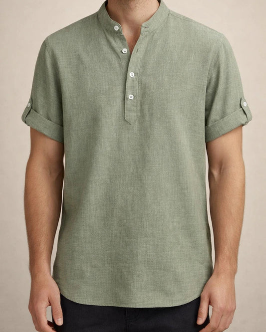 Men's Shirts Four Seasons New Men's Solid Color Collar Short-sleeved Shirt Male Slim Shirt | JRSEE:eb99a2d2-5abc-4934-92f5-67227669025b