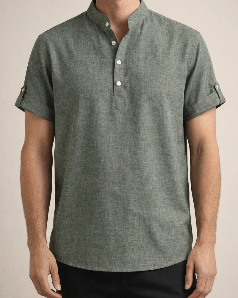 Men's Shirts Four Seasons New Men's Solid Color Collar Short-sleeved Shirt Male Slim Shirt | JRSEE:9327cfa5-3437-4e49-9df4-a32c71cdc491