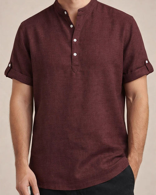 Men's Shirts Four Seasons New Men's Solid Color Collar Short-sleeved Shirt Male Slim Shirt | JRSEE:3af5090c-d018-4c58-a0e5-3eed4416786a