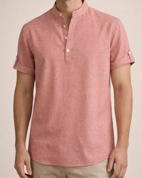 Men's Shirts Four Seasons New Men's Solid Color Collar Short-sleeved Shirt Male Slim Shirt | JRSEE:8f3bac7a-dc67-4aa1-b316-0f3b14a4cf55