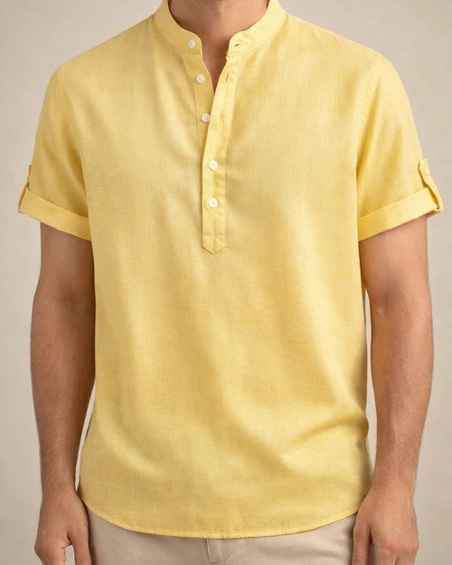 Men's Shirts Four Seasons New Men's Solid Color Collar Short-sleeved Shirt Male Slim Shirt | JRSEE:033546b4-de72-4ca6-a5c1-5bcfdaf85fb5