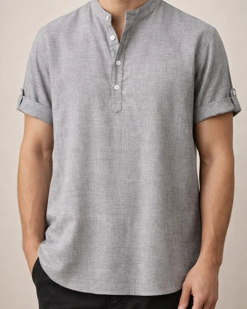 Men's Shirts Four Seasons New Men's Solid Color Collar Short-sleeved Shirt Male Slim Shirt | JRSEE:51d7ec14-dcfe-4884-99c6-ca29887b1e7f