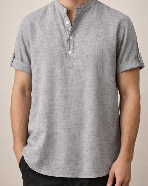 Men's Shirts Four Seasons New Men's Solid Color Collar Short-sleeved Shirt Male Slim Shirt | JRSEE:51d7ec14-dcfe-4884-99c6-ca29887b1e7f