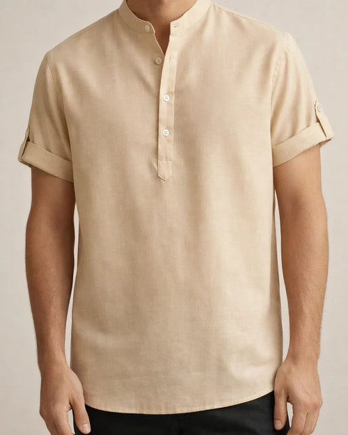Men's Shirts Four Seasons New Men's Solid Color Collar Short-sleeved Shirt Male Slim Shirt | JRSEE:c7f83d35-b1fb-4ded-8de0-421ba18ddaa6