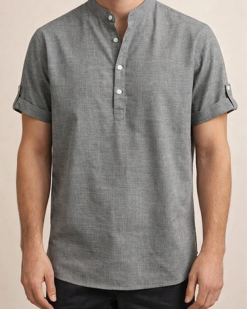 Men's Shirts Four Seasons New Men's Solid Color Collar Short-sleeved Shirt Male Slim Shirt | JRSEE:7eb03e4c-168e-47cf-a91c-46b4ed002f09