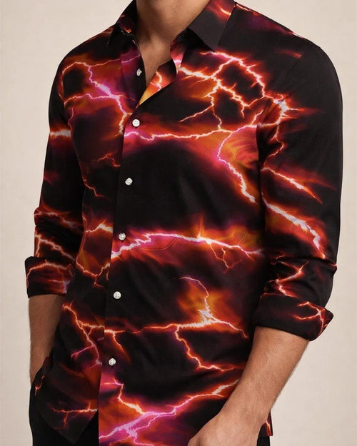 Men's Shirts Thunder 3D Digital Printing Purple Navy Black Red Lightning Long-sleeved Shirts Outdoor Street Men's Shirts | JRSEE:1917f52b-bea9-49d8-ba20-75679975f24b
