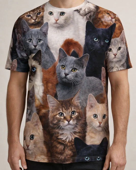 Men's Short-Sleeve 3D Cat Print Polyester T-Shirt | JRSEE:60f177f6-c9af-4f66-9935-dca49454b6a5