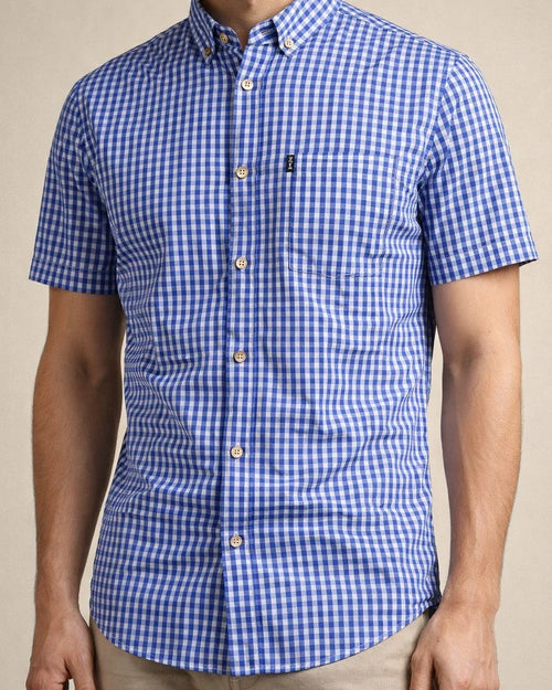 Men's Short-Sleeve Checkered Shirt 100% Cotton Casual Checkered Shirt | JRSEE:a48ebfed-2613-47ca-8f94-4a9c45017966