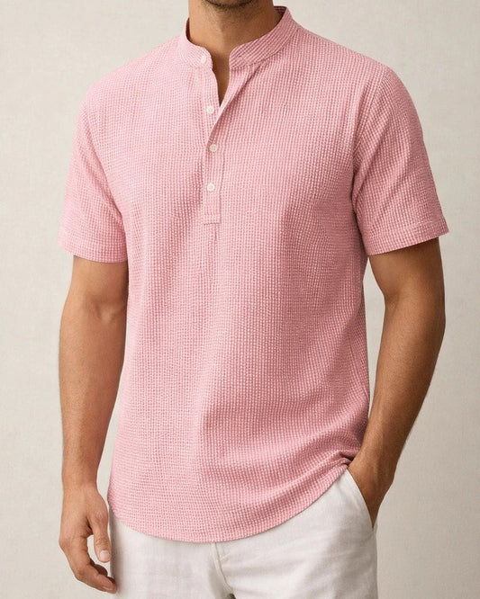 Men's Short Sleeve Stand Collar Pineapple Check Shirt Men's Casual Shirt | JRSEE:22a25582-1b28-4407-9716-8f33850f5e78