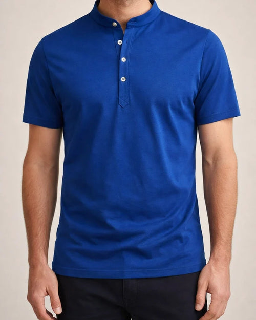 Men's Short-sleeved Shirt Stand-up Collar Pullover Solid Colour Buttons Casual Fashion Short-sleeved Shirt | JRSEE:d625bb00-6cc9-49e4-8921-3984336b735d