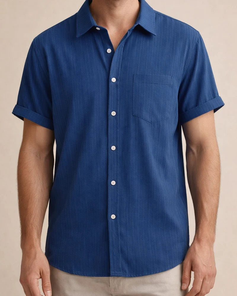 Men's Short-sleeved Shirt Summer New Men's Solid Color Lapel Short-sleeved Shirt S-XXXL | JRSEE:56fb0ba0-8e8a-44e1-8553-a77133a98f4a