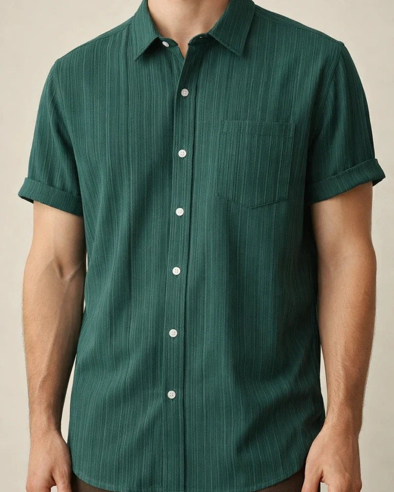 Men's Short-sleeved Shirt Summer New Men's Solid Color Lapel Short-sleeved Shirt S-XXXL | JRSEE:af8522a0-dc80-4043-8ff2-ae2d2d1fa9cb