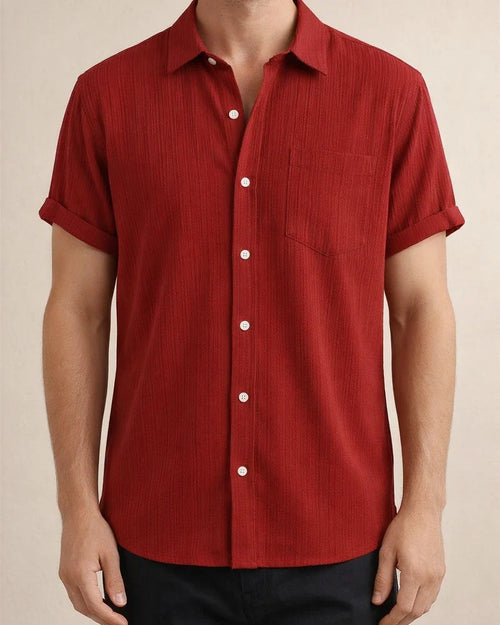 Men's Short-sleeved Shirt Summer New Men's Solid Color Lapel Short-sleeved Shirt S-XXXL | JRSEE:6000736c-7887-4d95-9143-16ce7fa1e4dd
