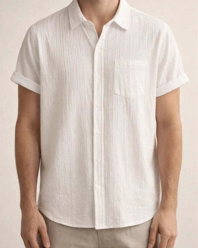 Men's Short-sleeved Shirt Summer New Men's Solid Color Lapel Short-sleeved Shirt S-XXXL | JRSEE:23802951-cfa3-4215-9e05-838ffbcf12ce
