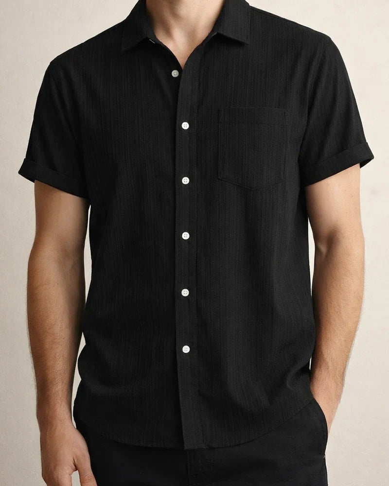 Men's Short-sleeved Shirt Summer New Men's Solid Color Lapel Short-sleeved Shirt S-XXXL | JRSEE:67b5d5ca-a39a-4ee1-8727-b980d8d8ecd0