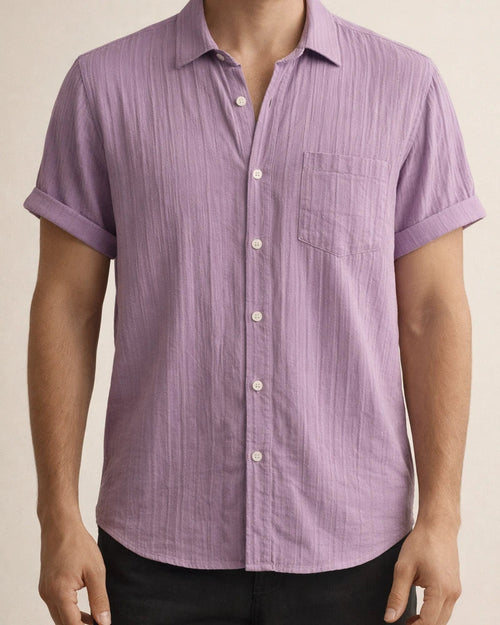 Men's Short-sleeved Shirt Summer New Men's Solid Color Lapel Short-sleeved Shirt S-XXXL | JRSEE:f86bfd7b-daec-4c98-a729-825c61bf500d