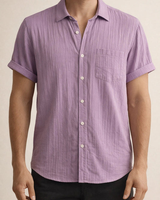 Men's Short-sleeved Shirt Summer New Men's Solid Color Lapel Short-sleeved Shirt S-XXXL | JRSEE:f86bfd7b-daec-4c98-a729-825c61bf500d