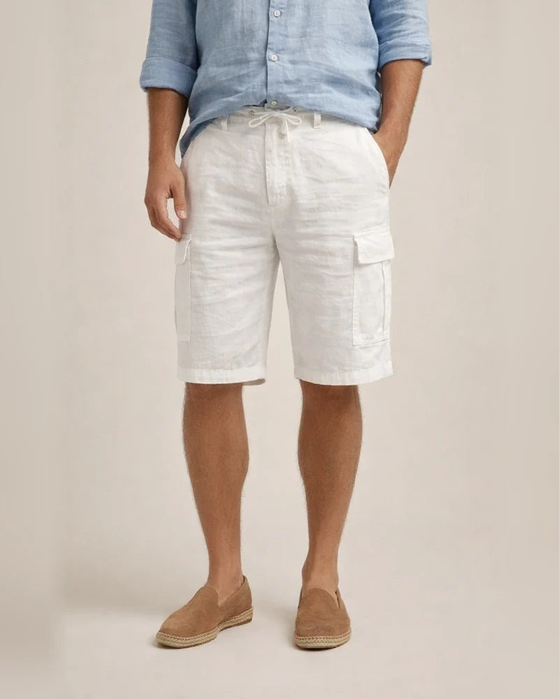 Men's Shorts Linen Shorts Summer Shorts Beach Shorts Drawstring Multi Pocket Plain Comfort Breathable Knee Length Casual Daily Linen / Cotton Blend Streetwear Classic Style White Army Green | JRSEE:cc6c360a-3a93-45d3-b293-39db2d49c4c6