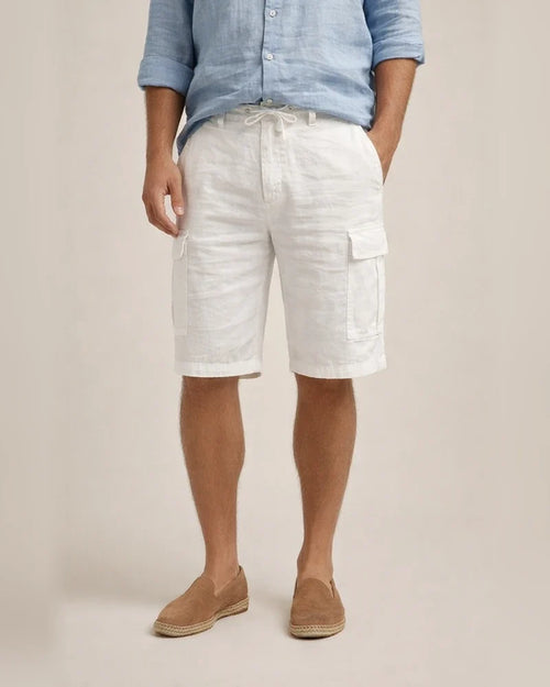 Men's Shorts Linen Shorts Summer Shorts Beach Shorts Drawstring Multi Pocket Plain Comfort Breathable Knee Length Casual Daily Linen / Cotton Blend Streetwear Classic Style White Army Green | JRSEE:cc6c360a-3a93-45d3-b293-39db2d49c4c6
