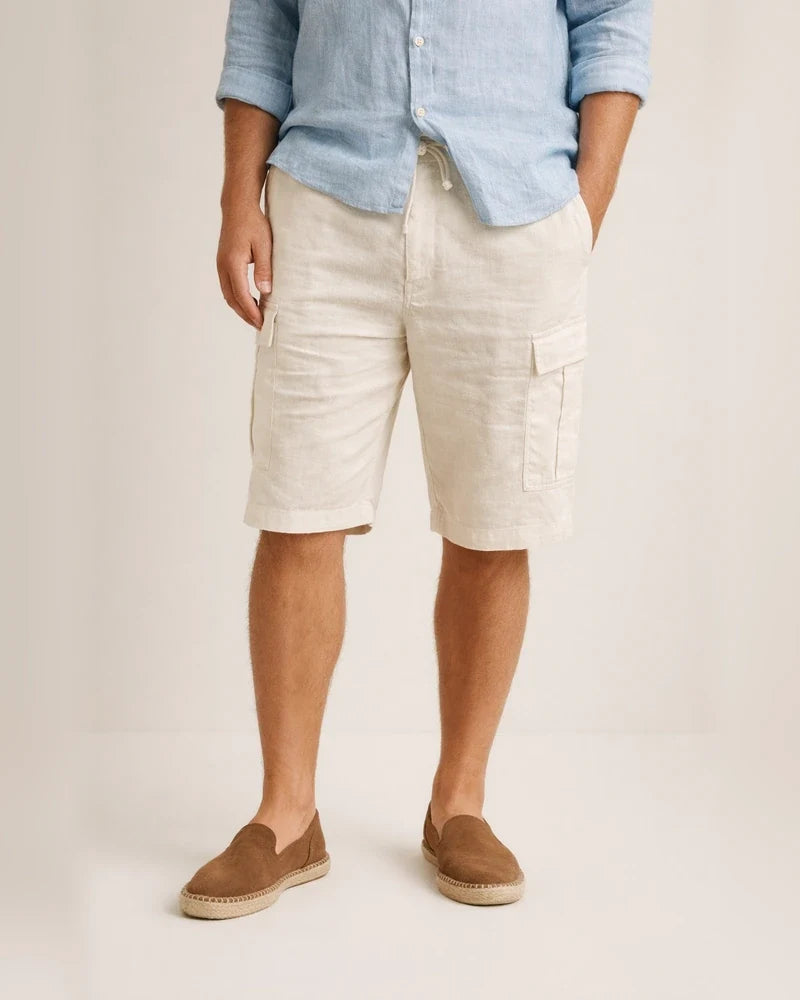 Men's Shorts Linen Shorts Summer Shorts Beach Shorts Drawstring Multi Pocket Plain Comfort Breathable Knee Length Casual Daily Linen / Cotton Blend Streetwear Classic Style White Army Green | JRSEE:9f3cf034-47fc-4d30-b441-4cc8c04137fa