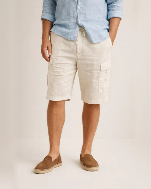 Men's Shorts Linen Shorts Summer Shorts Beach Shorts Drawstring Multi Pocket Plain Comfort Breathable Knee Length Casual Daily Linen / Cotton Blend Streetwear Classic Style White Army Green | JRSEE:9f3cf034-47fc-4d30-b441-4cc8c04137fa