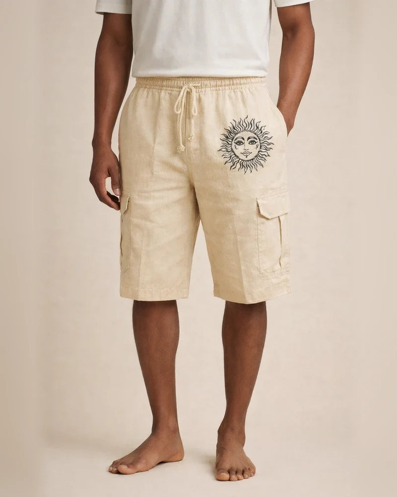 Men's Shorts Linen Shorts Summer Shorts Beach Shorts Multi Pocket Plain Knee Length Beach Linen / Cotton Blend Hawaiian Casual Black White Inelastic | JRSEE:f0318cc5-a889-476c-853e-20656330ffab