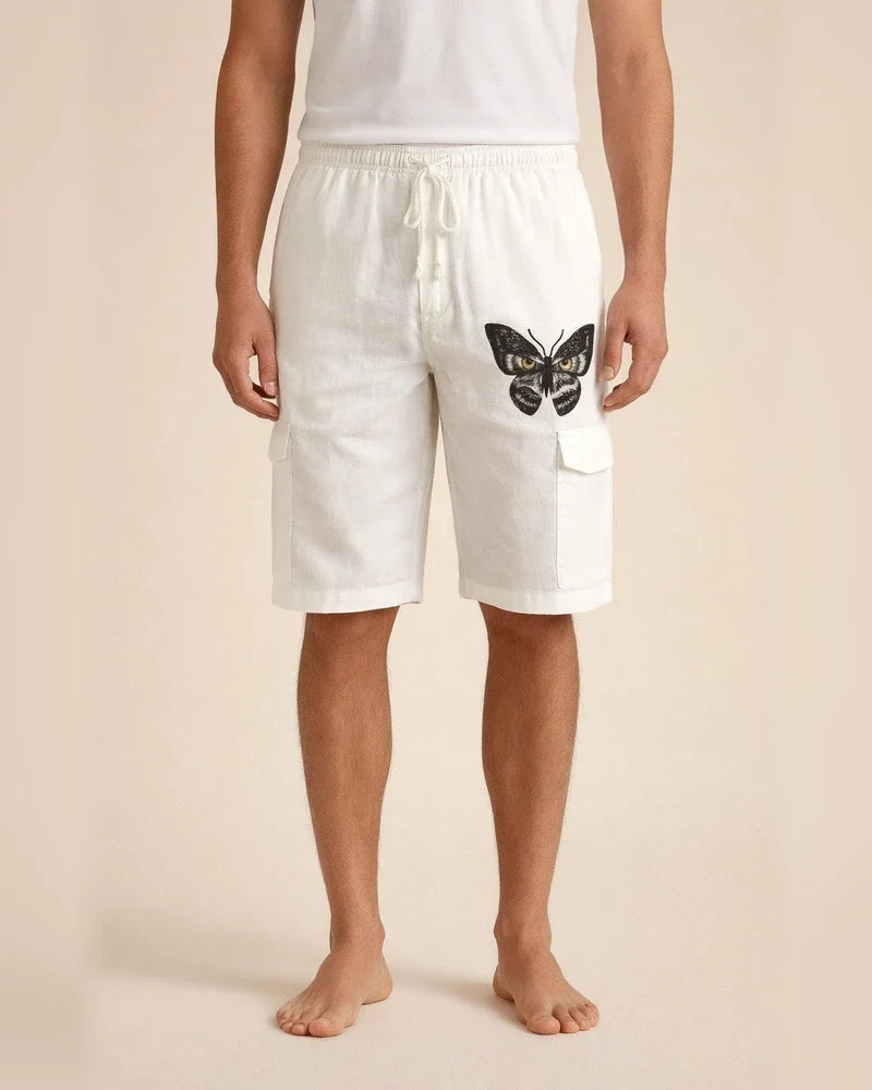 Men's Shorts Linen Shorts Summer Shorts Beach Shorts Multi Pocket Plain Knee Length Beach Linen / Cotton Blend Hawaiian Casual Black White Inelastic | JRSEE:0f0f941c-f895-4508-8095-db9c36b96156