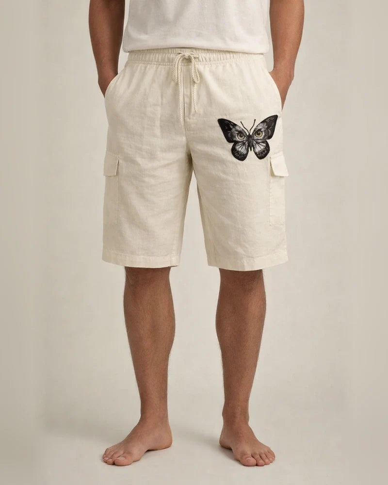 Men's Shorts Linen Shorts Summer Shorts Beach Shorts Multi Pocket Plain Knee Length Beach Linen / Cotton Blend Hawaiian Casual Black White Inelastic | JRSEE:62b5cee8-e317-422f-a241-7f7f6762a00b