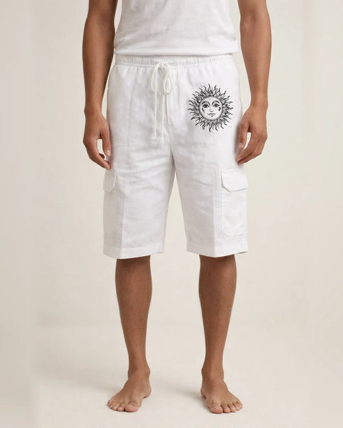 Men's Shorts Linen Shorts Summer Shorts Beach Shorts Multi Pocket Plain Knee Length Beach Linen / Cotton Blend Hawaiian Casual Black White Inelastic | JRSEE:794414b9-ba98-4a0b-8715-6ee355e82592