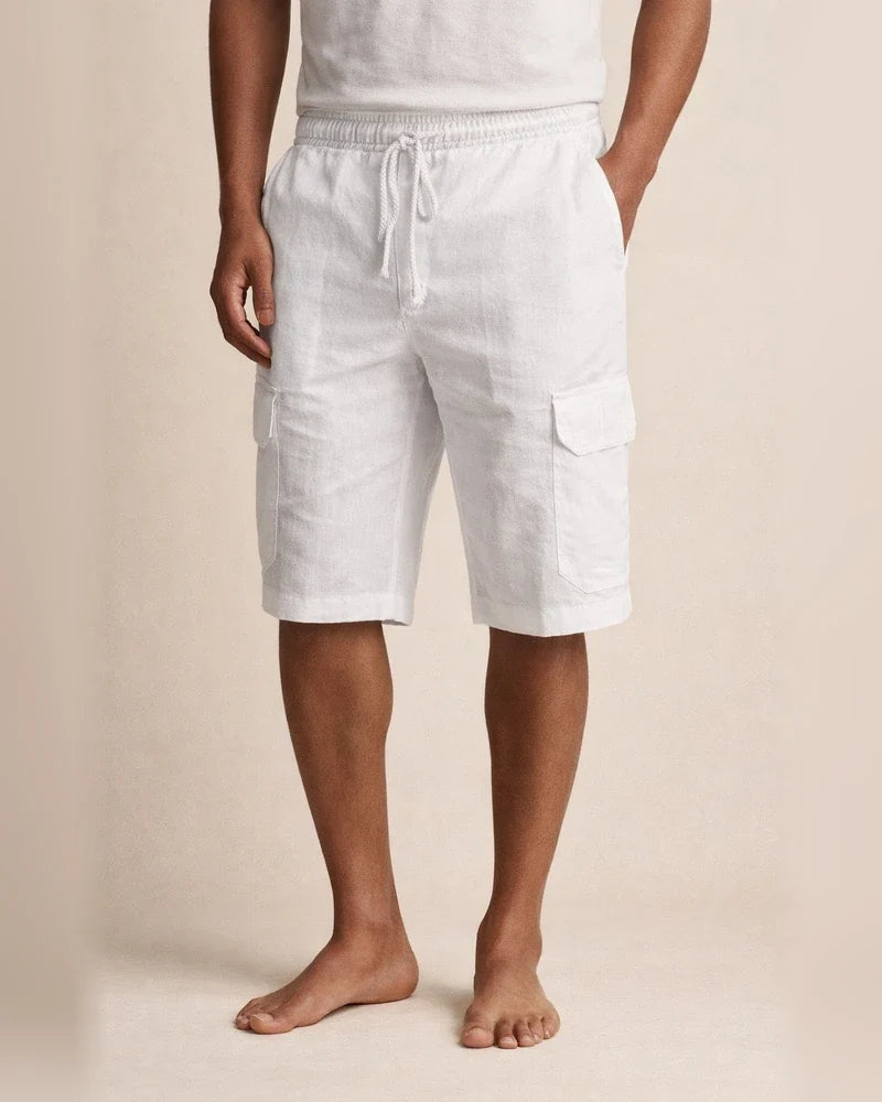 Men's Shorts Linen Shorts Summer Shorts Beach Shorts Multi Pocket Plain Knee Length Beach Linen / Cotton Blend Hawaiian Casual Black White Inelastic | JRSEE:94ca69df-1d86-443f-8efb-866c34605588