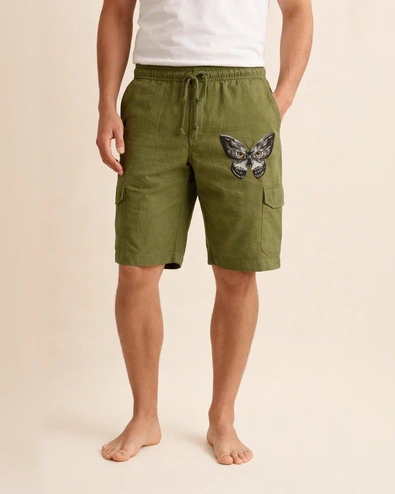 Men's Shorts Linen Shorts Summer Shorts Beach Shorts Multi Pocket Plain Knee Length Beach Linen / Cotton Blend Hawaiian Casual Black White Inelastic | JRSEE:224a84e5-00a9-4209-a558-8b57b1207ce1