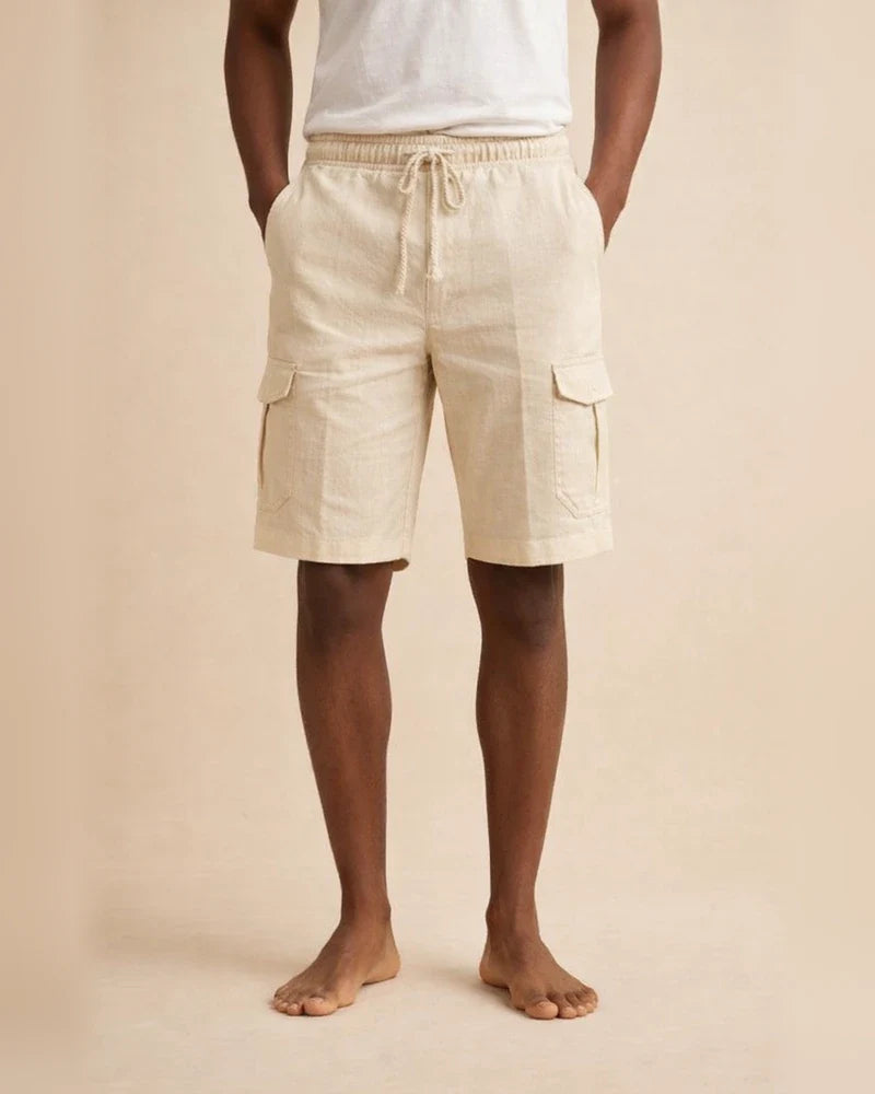 Men's Shorts Linen Shorts Summer Shorts Beach Shorts Multi Pocket Plain Knee Length Beach Linen / Cotton Blend Hawaiian Casual Black White Inelastic | JRSEE:394dd0ec-8fb1-4a5c-8e60-db150a5e323b