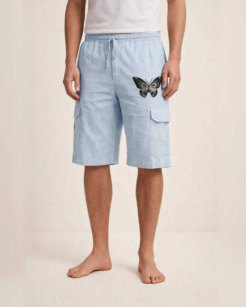 Men's Shorts Linen Shorts Summer Shorts Beach Shorts Multi Pocket Plain Knee Length Beach Linen / Cotton Blend Hawaiian Casual Black White Inelastic | JRSEE:912dde1a-3a14-4c7a-9156-c7b8d78ee954