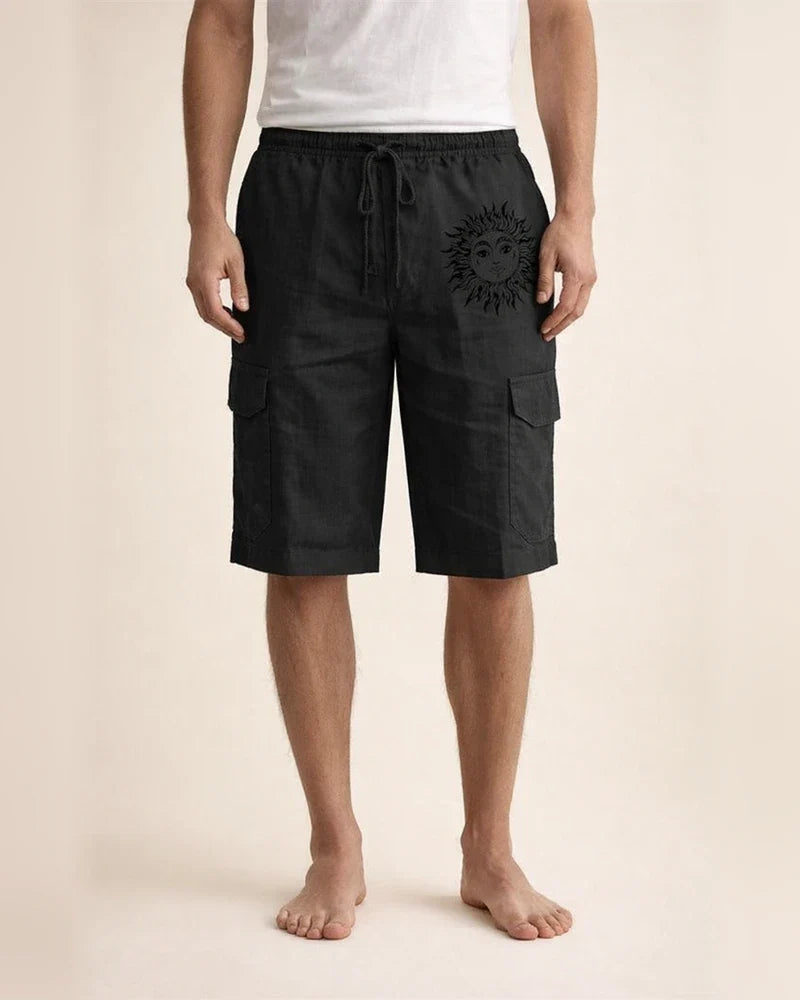 Men's Shorts Linen Shorts Summer Shorts Beach Shorts Multi Pocket Plain Knee Length Beach Linen / Cotton Blend Hawaiian Casual Black White Inelastic | JRSEE:13cb5d93-2972-4fdd-b3b4-62a21ded7774