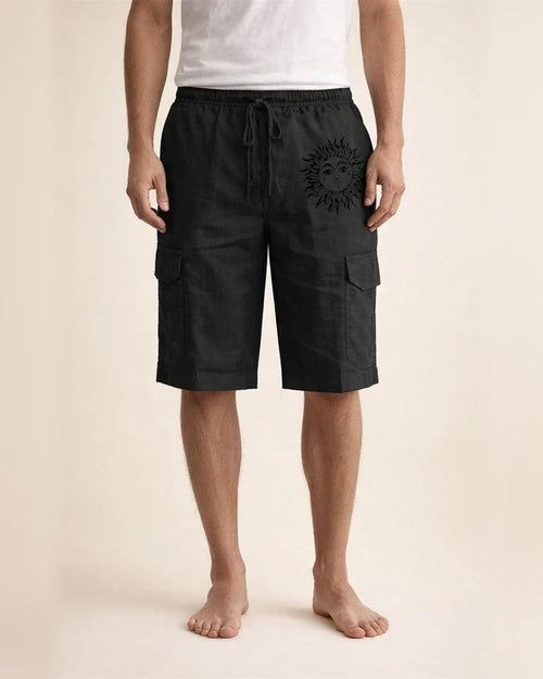 Men's Shorts Linen Shorts Summer Shorts Beach Shorts Multi Pocket Plain Knee Length Beach Linen / Cotton Blend Hawaiian Casual Black White Inelastic | JRSEE:13cb5d93-2972-4fdd-b3b4-62a21ded7774