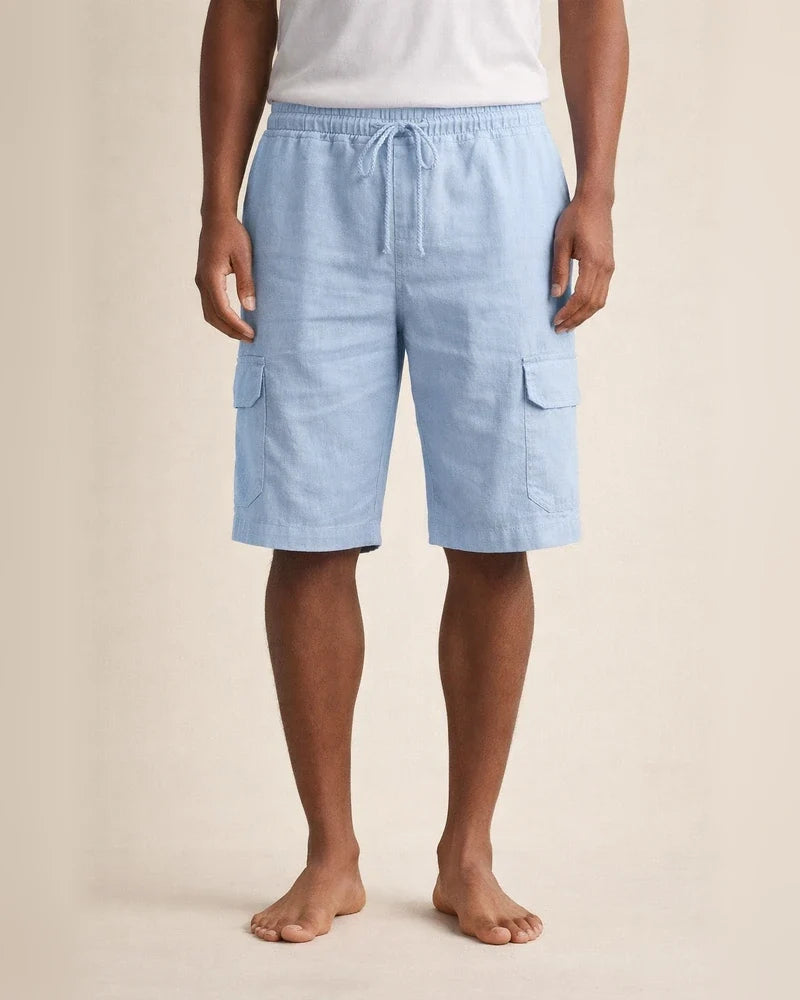 Men's Shorts Linen Shorts Summer Shorts Beach Shorts Multi Pocket Plain Knee Length Beach Linen / Cotton Blend Hawaiian Casual Black White Inelastic | JRSEE:4688f961-c221-492d-9ef1-48ef449ba370