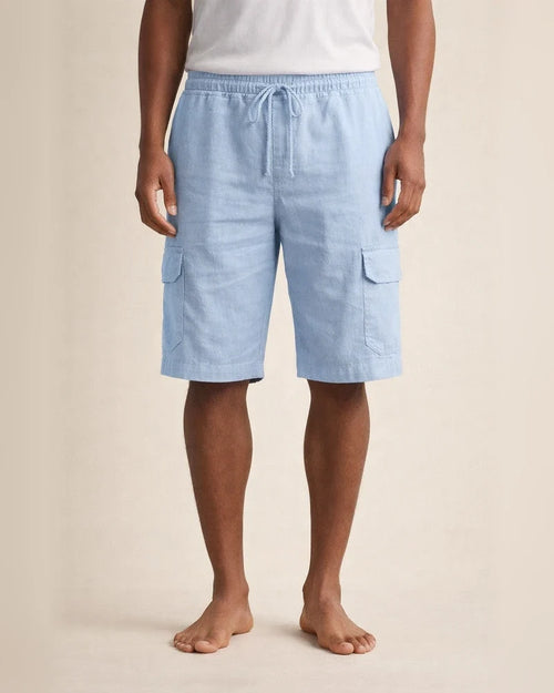 Men's Shorts Linen Shorts Summer Shorts Beach Shorts Multi Pocket Plain Knee Length Beach Linen / Cotton Blend Hawaiian Casual Black White Inelastic | JRSEE:4688f961-c221-492d-9ef1-48ef449ba370