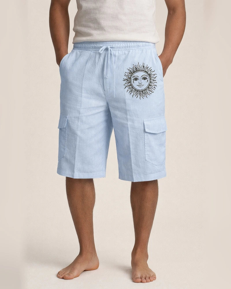 Men's Shorts Linen Shorts Summer Shorts Beach Shorts Multi Pocket Plain Knee Length Beach Linen / Cotton Blend Hawaiian Casual Black White Inelastic | JRSEE:6a07dede-6a61-4096-a628-a66666d03811
