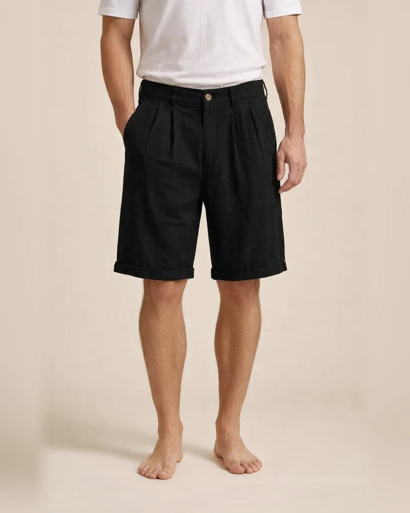 Men's Shorts Linen Shorts Summer Shorts Beach Shorts Pleated Shorts Plain Breathable Soft Short Casual Daily Holiday Linen / Cotton Blend Fashion Streetwear Black White Inelastic | JRSEE:3ad4f263-e07b-4fff-b5d4-9bbe483de520